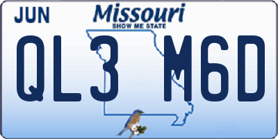 MO license plate QL3M6D