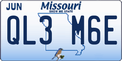 MO license plate QL3M6E