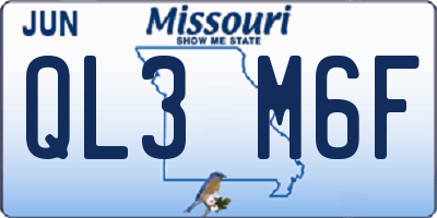 MO license plate QL3M6F