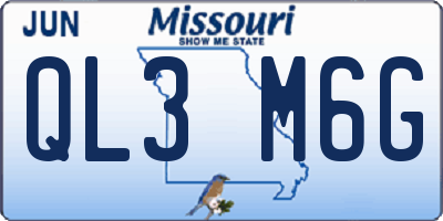 MO license plate QL3M6G
