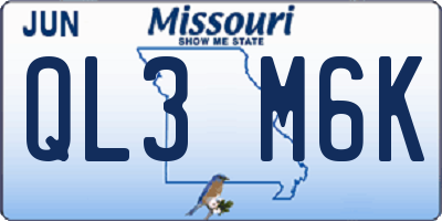 MO license plate QL3M6K