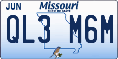 MO license plate QL3M6M