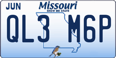 MO license plate QL3M6P