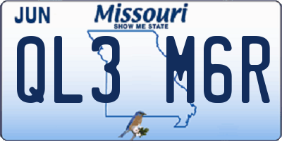 MO license plate QL3M6R