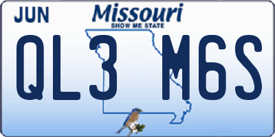 MO license plate QL3M6S