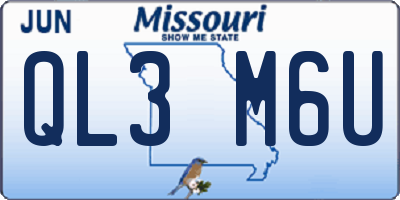 MO license plate QL3M6U