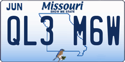 MO license plate QL3M6W