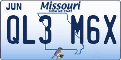 MO license plate QL3M6X