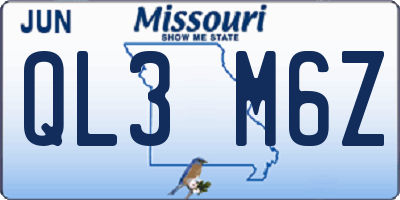 MO license plate QL3M6Z