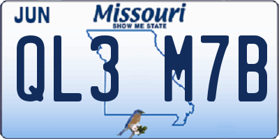 MO license plate QL3M7B