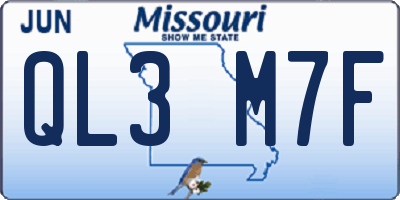 MO license plate QL3M7F