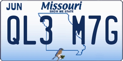 MO license plate QL3M7G