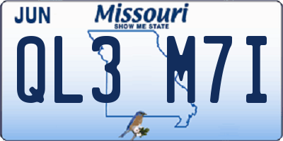 MO license plate QL3M7I
