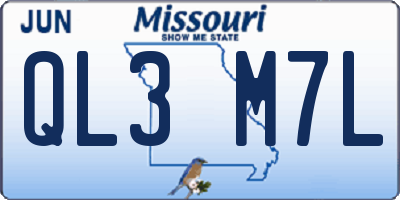 MO license plate QL3M7L