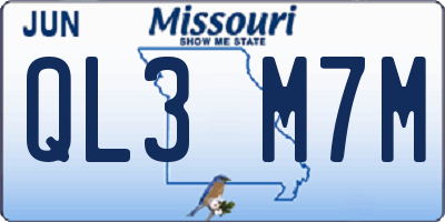 MO license plate QL3M7M