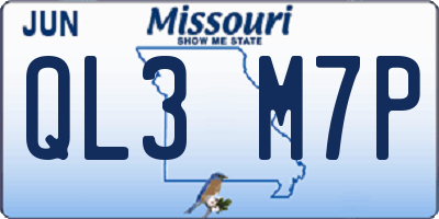 MO license plate QL3M7P