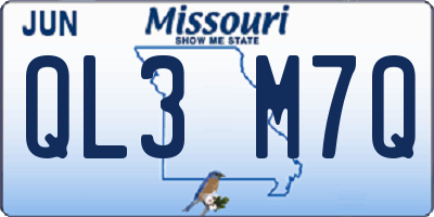 MO license plate QL3M7Q