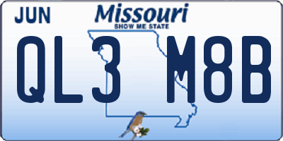 MO license plate QL3M8B