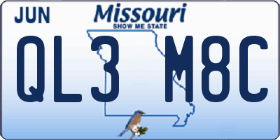 MO license plate QL3M8C
