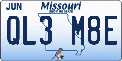 MO license plate QL3M8E