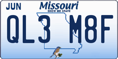 MO license plate QL3M8F