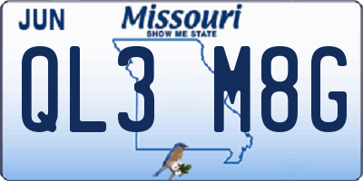 MO license plate QL3M8G