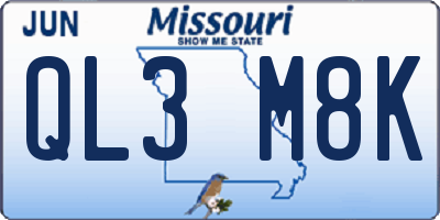 MO license plate QL3M8K