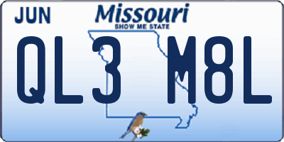 MO license plate QL3M8L