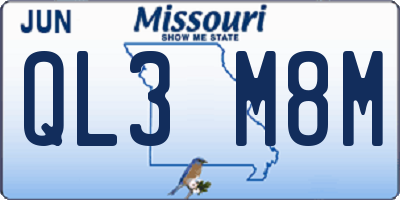 MO license plate QL3M8M