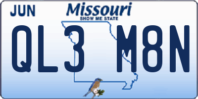 MO license plate QL3M8N