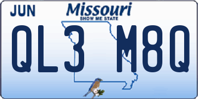 MO license plate QL3M8Q