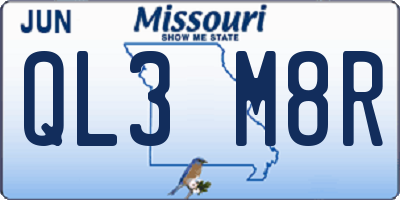 MO license plate QL3M8R