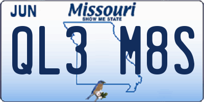 MO license plate QL3M8S