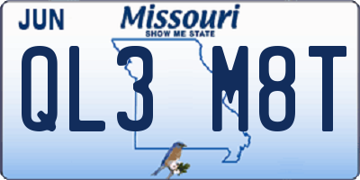 MO license plate QL3M8T