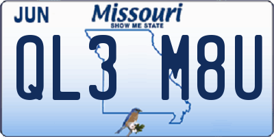 MO license plate QL3M8U