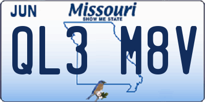 MO license plate QL3M8V
