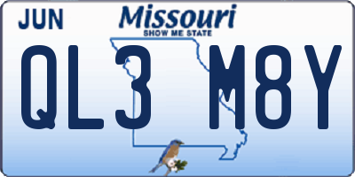MO license plate QL3M8Y