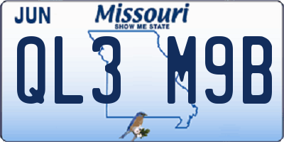 MO license plate QL3M9B