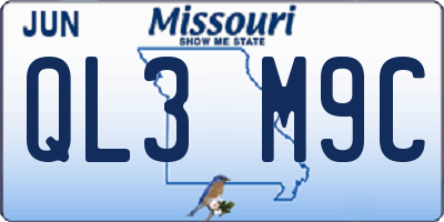 MO license plate QL3M9C