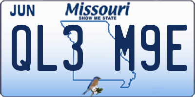 MO license plate QL3M9E
