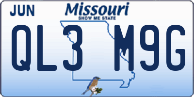 MO license plate QL3M9G