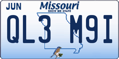 MO license plate QL3M9I
