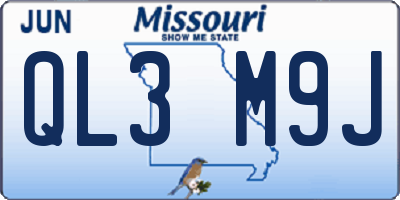 MO license plate QL3M9J