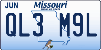 MO license plate QL3M9L
