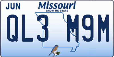 MO license plate QL3M9M