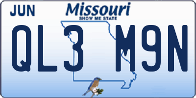 MO license plate QL3M9N
