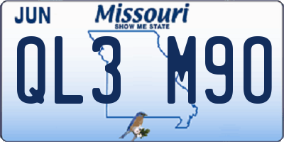 MO license plate QL3M9O
