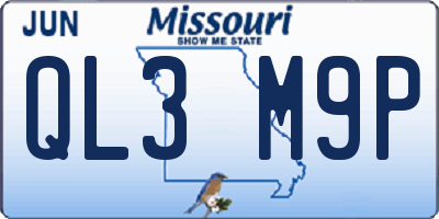 MO license plate QL3M9P