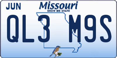 MO license plate QL3M9S