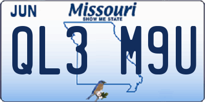 MO license plate QL3M9U